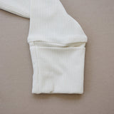 Cream Ribbed Bamboo Zipper - HoneyBug 