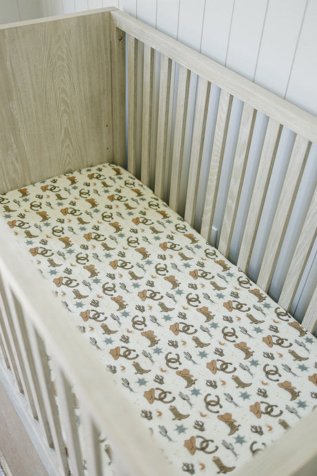 Outlaw Cowboy Muslin Crib Sheet - HoneyBug 