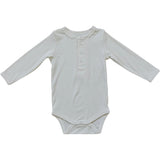 Cream Bamboo Snap Long Sleeve Ribbed Bodysuit - HoneyBug 