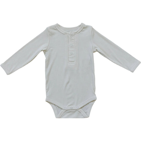 Cream Bamboo Snap Long Sleeve Ribbed Bodysuit - HoneyBug 