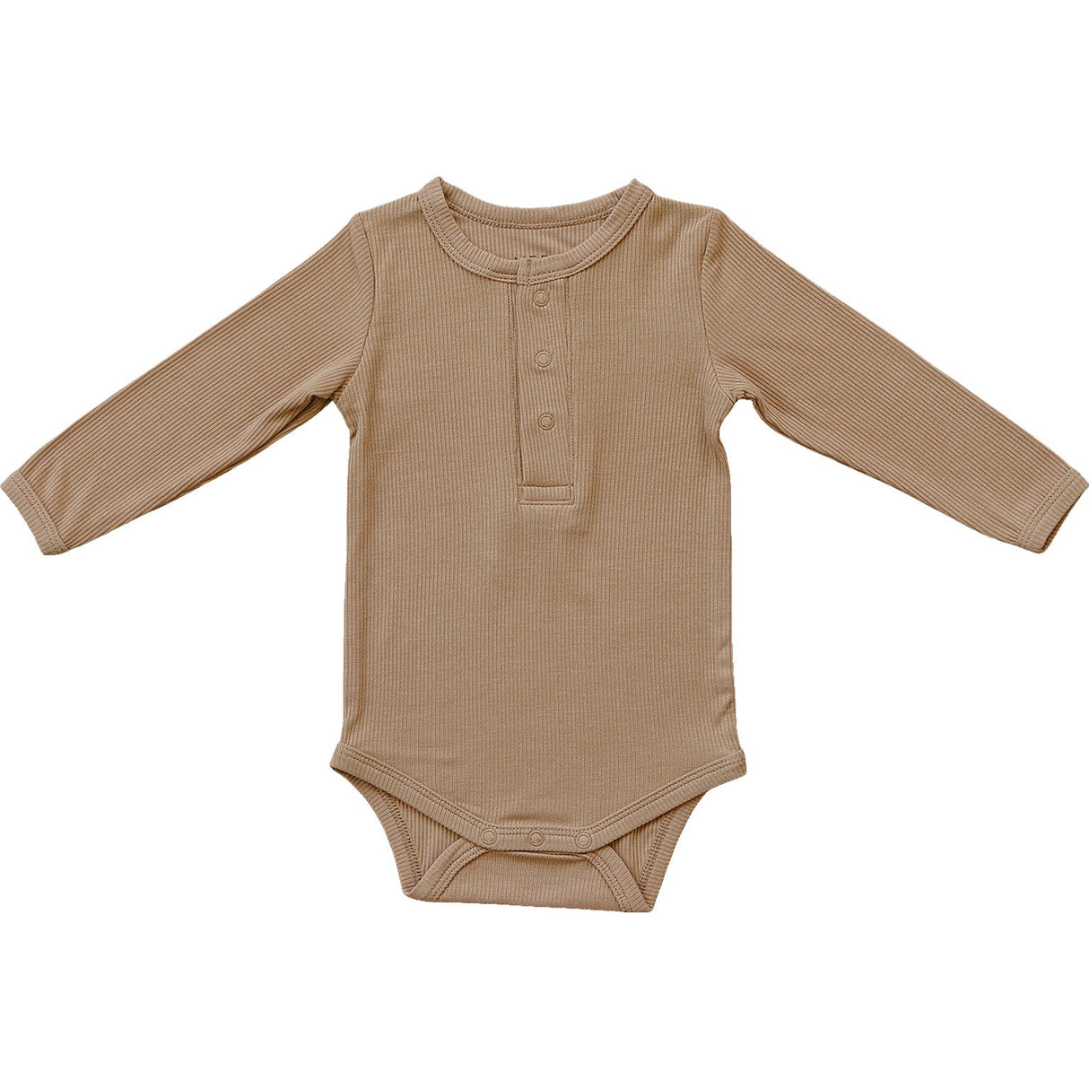 Latte Bamboo Snap Long Sleeve Ribbed Bodysuit - HoneyBug 