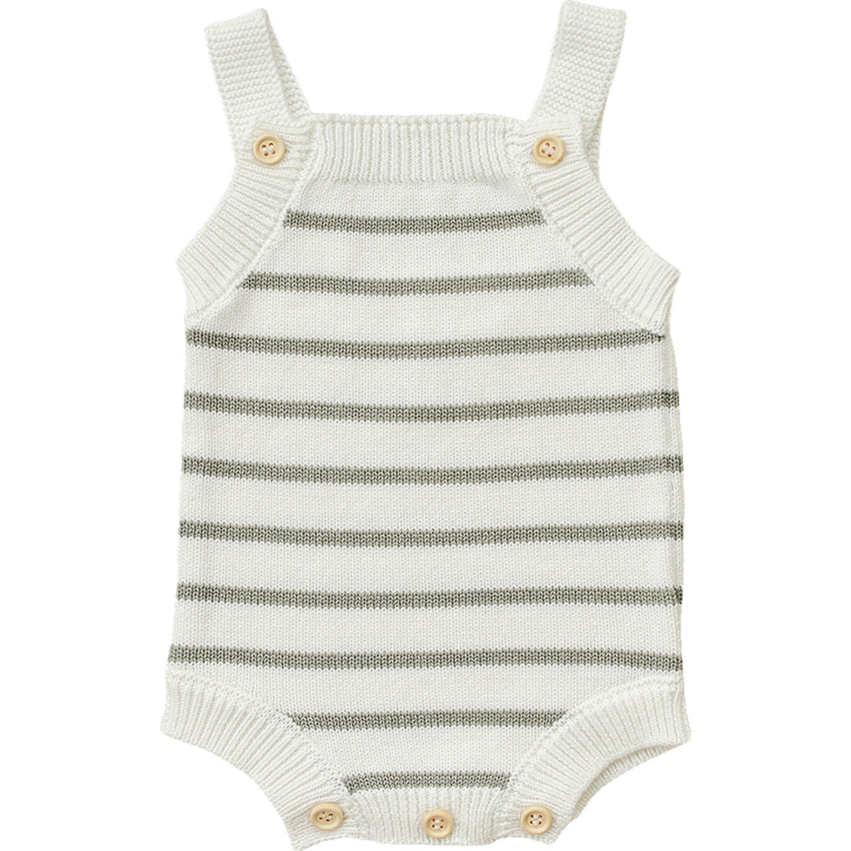 Sage Stripe Knit Bubble Romper - HoneyBug 