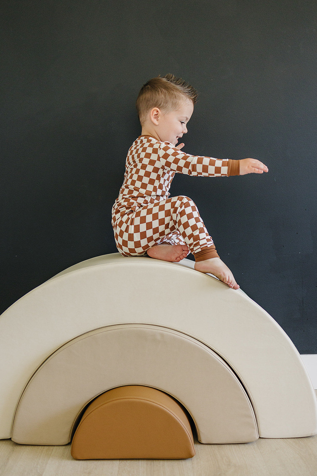 Rust Checkered Ribbed Bamboo Cozy Set - HoneyBug 