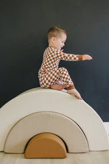 Rust Checkered Ribbed Bamboo Cozy Set - HoneyBug 