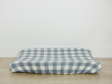 Dusty Blue Gingham Muslin Changing Pad Cover - HoneyBug 