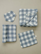 Dusty Blue Gingham Classic Muslin Bib - HoneyBug 