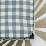 Dusty Blue Gingham Muslin Crib Sheet - HoneyBug 