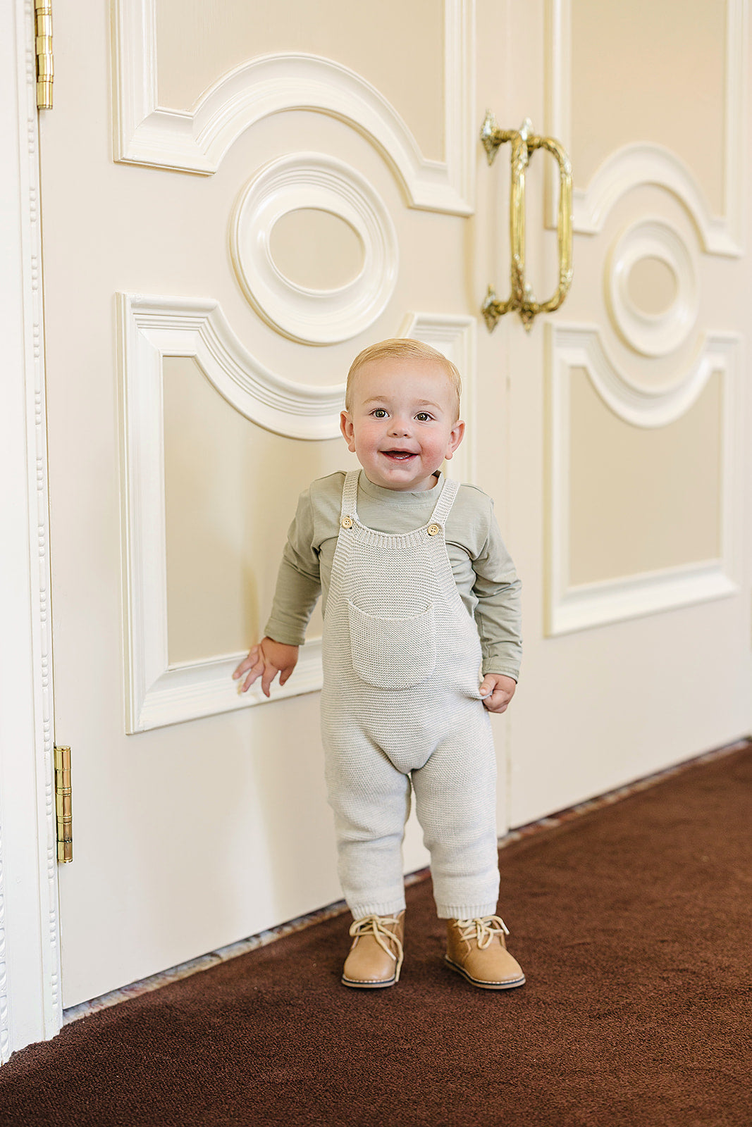 Grey Knit Overalls - HoneyBug 