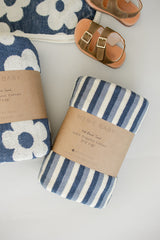 Blue Stripe Organic Cotton Beach Towel - HoneyBug 