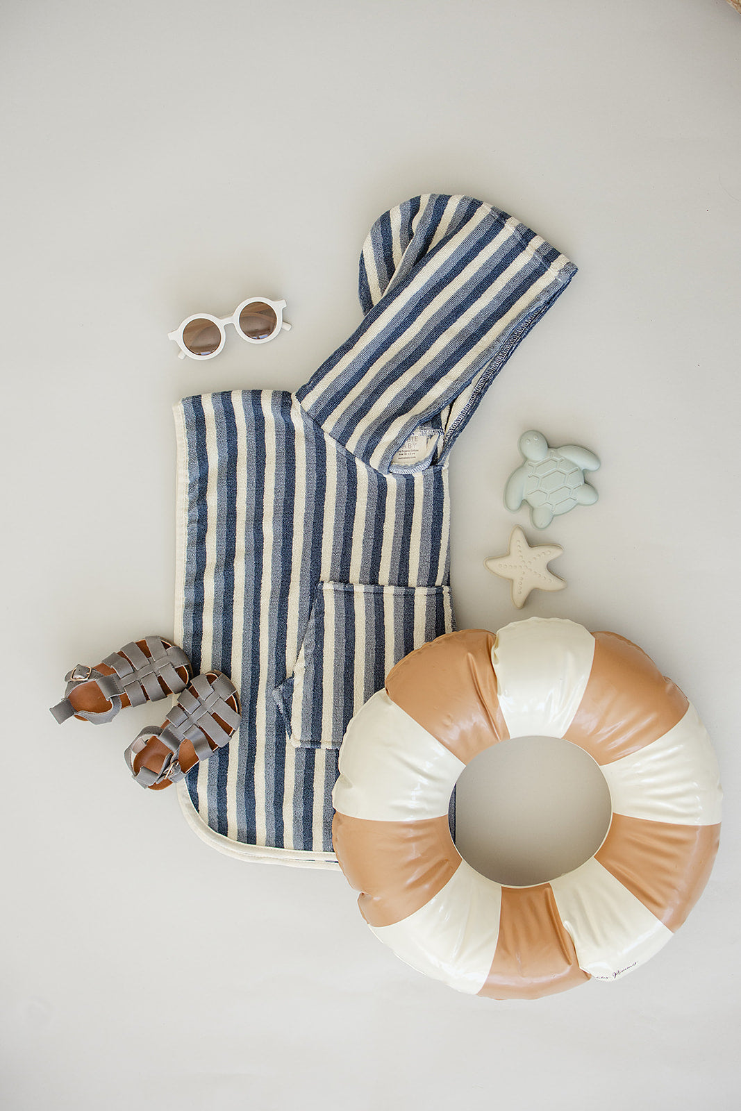 Blue Stripe Organic Cotton Beach Poncho - HoneyBug 