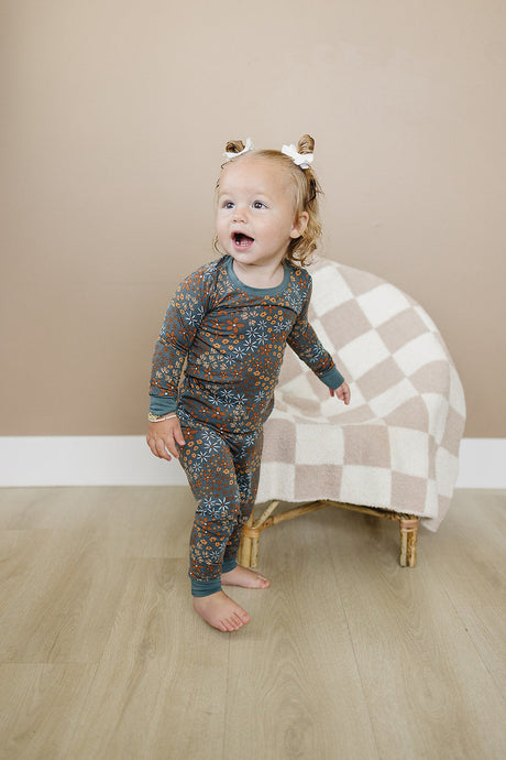 Navy Floral Bamboo Cozy Set - HoneyBug 