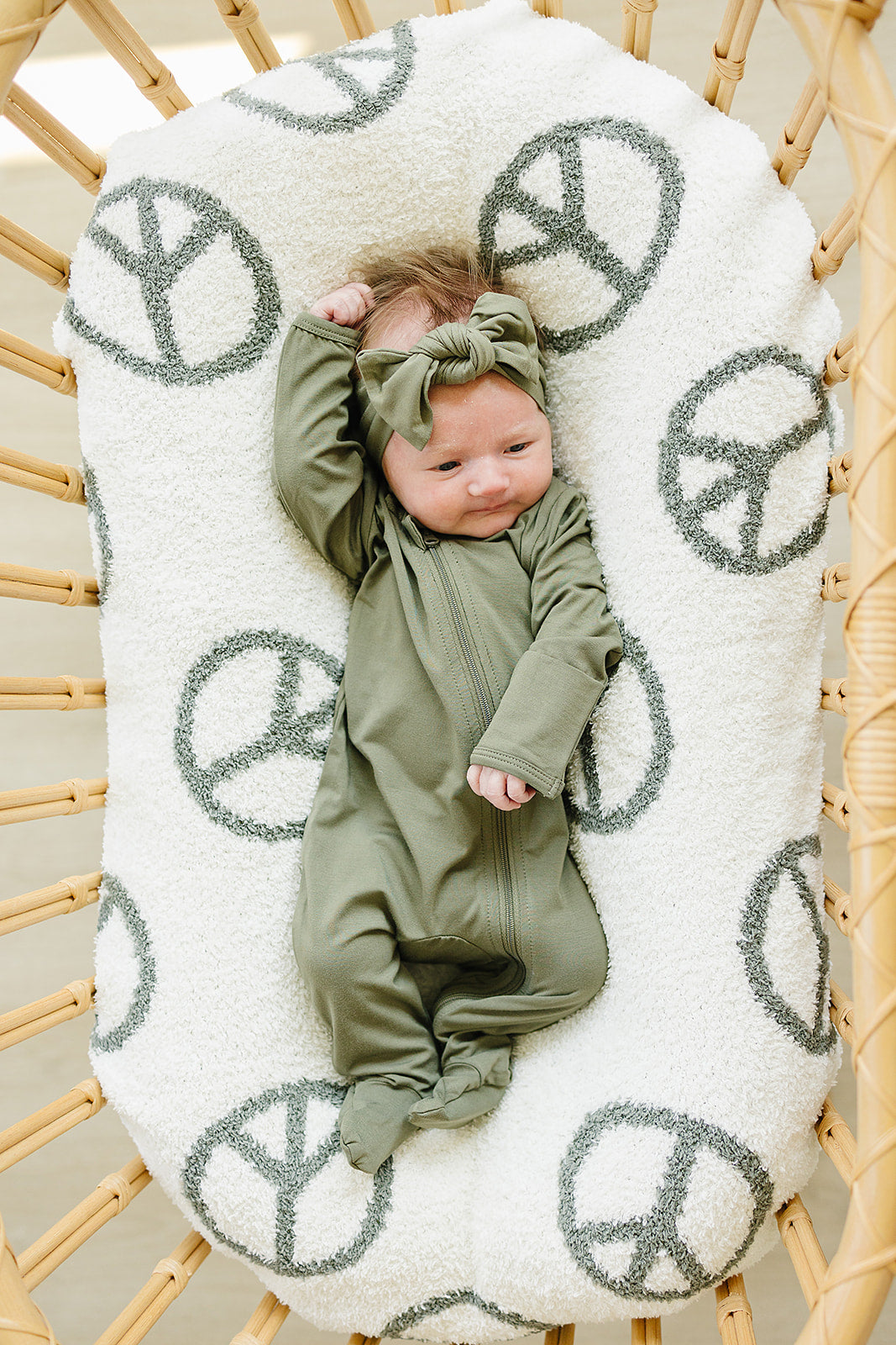 Olive Bamboo Footed Zipper - HoneyBug 