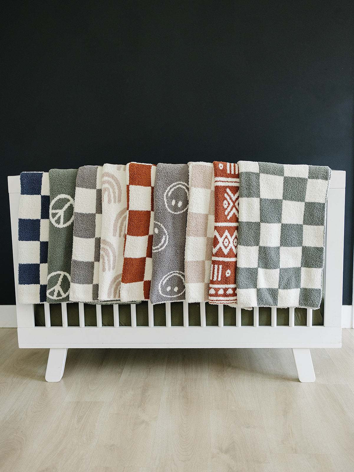 Navy Checkered Plush Blanket - HoneyBug 