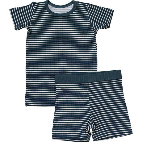 Navy Stripes Ribbed Bamboo Cozy Short Set - HoneyBug 