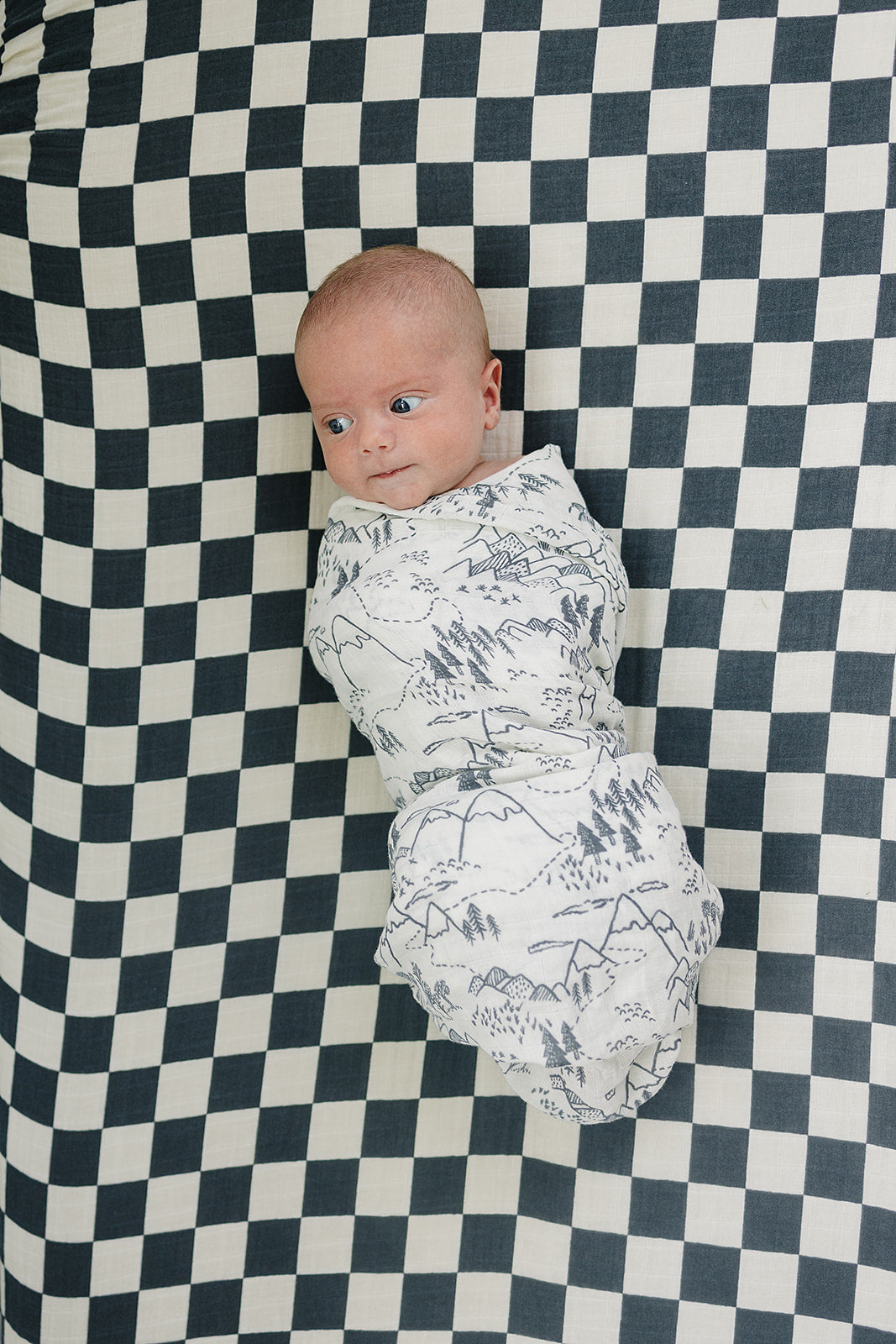 Charcoal Checkered Muslin Crib Sheet - HoneyBug 