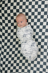 Charcoal Checkered Muslin Crib Sheet - HoneyBug 