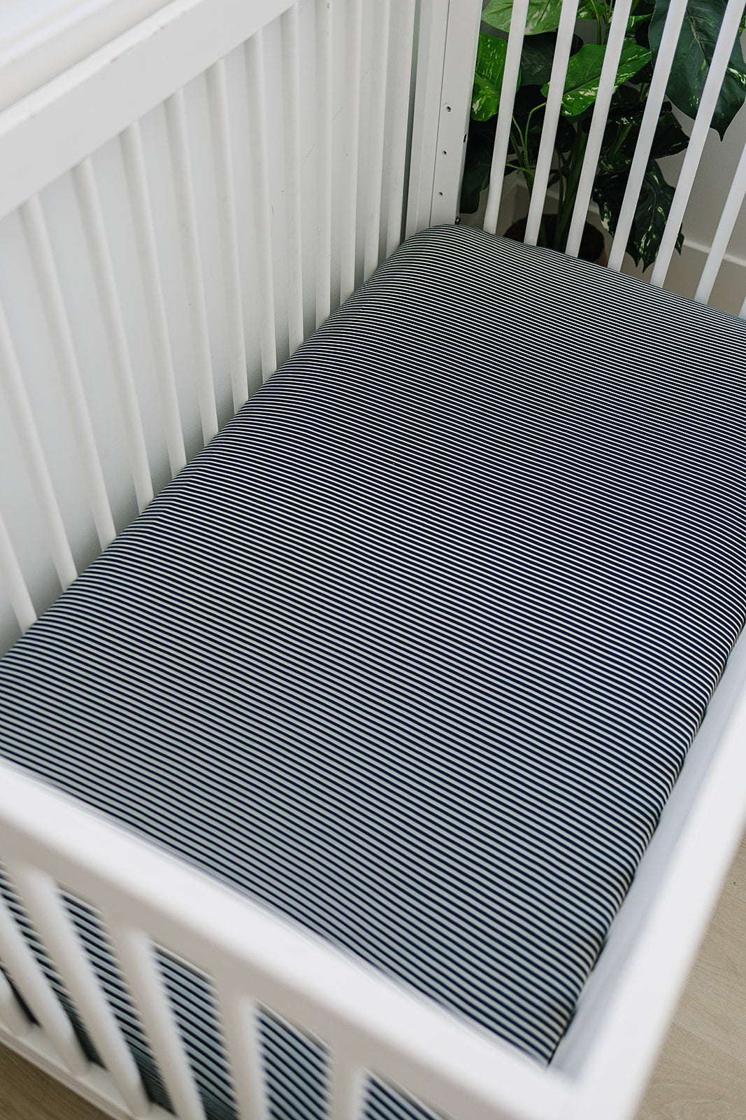 Navy Stripes Bamboo Stretch Crib Sheet - HoneyBug 