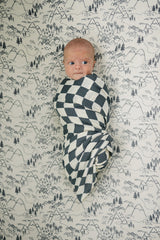 Charcoal Checkered Muslin Swaddle Blanket - HoneyBug 