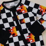Bamboo Zip Romper | Checker Blaze