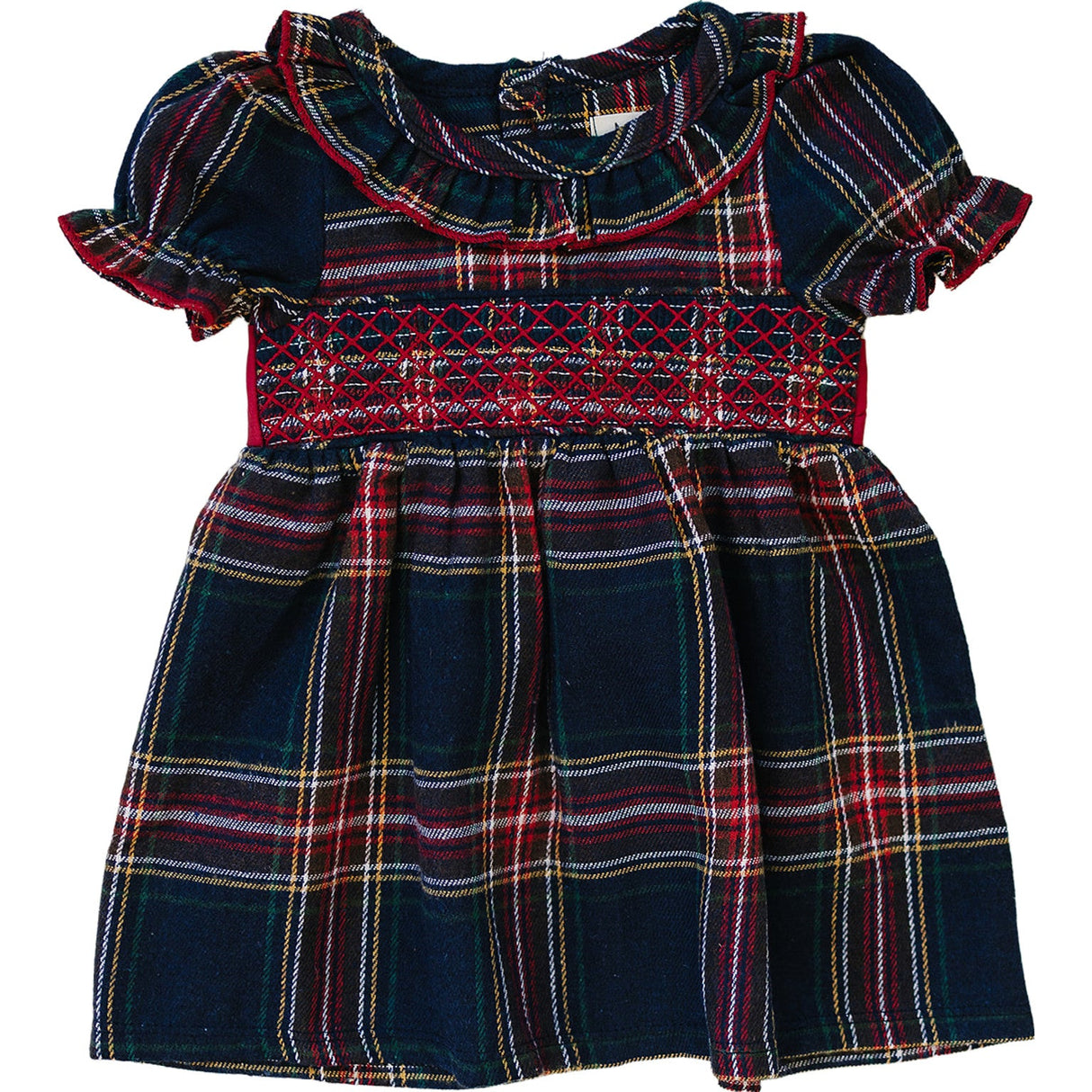 Christmas Plaid Smocked Dress - HoneyBug 