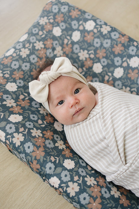 Midnight Floral Print Muslin Changing Pad Cover - HoneyBug 