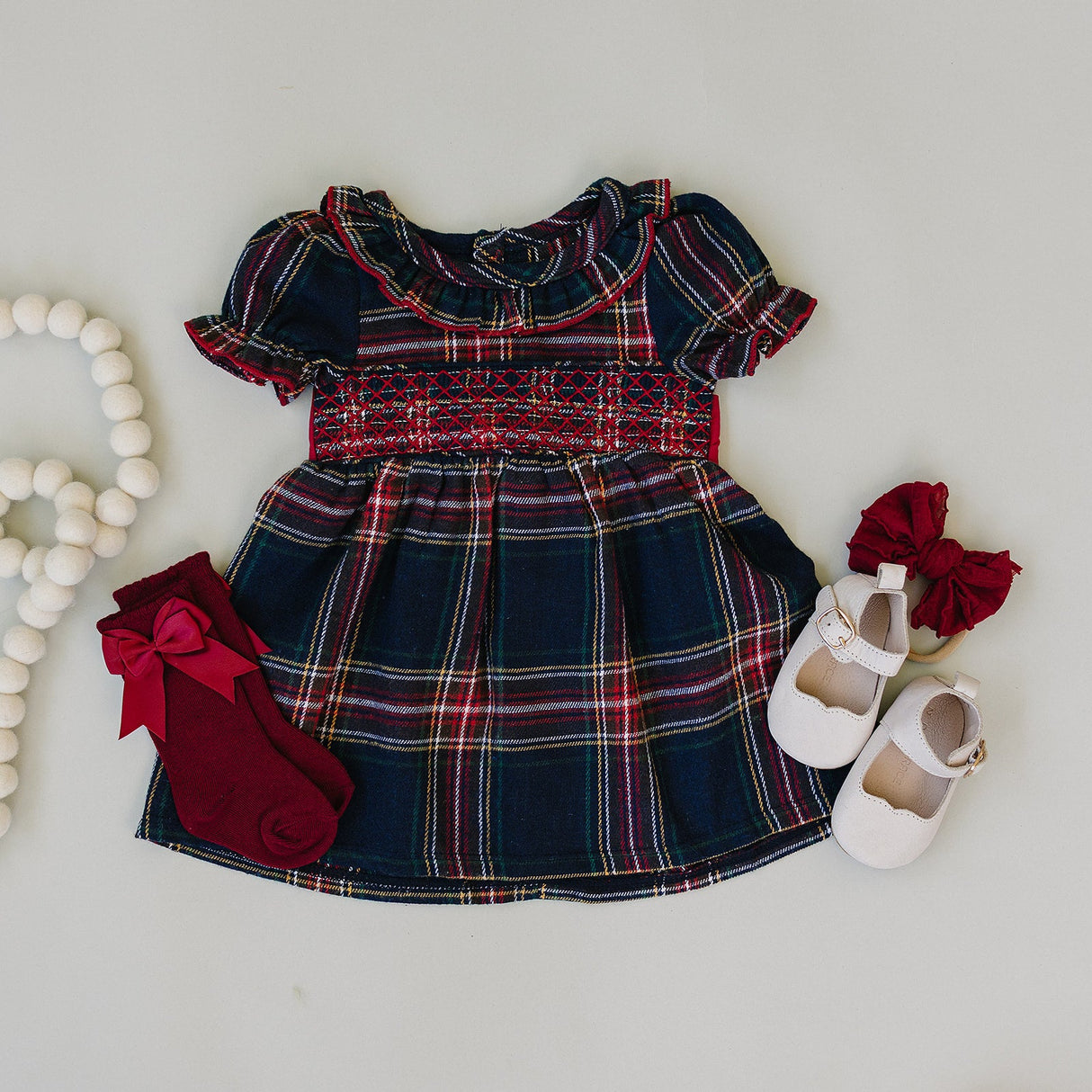 Christmas Plaid Smocked Dress - HoneyBug 