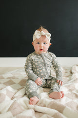 Light Green Daisy Bamboo Zipper - HoneyBug 