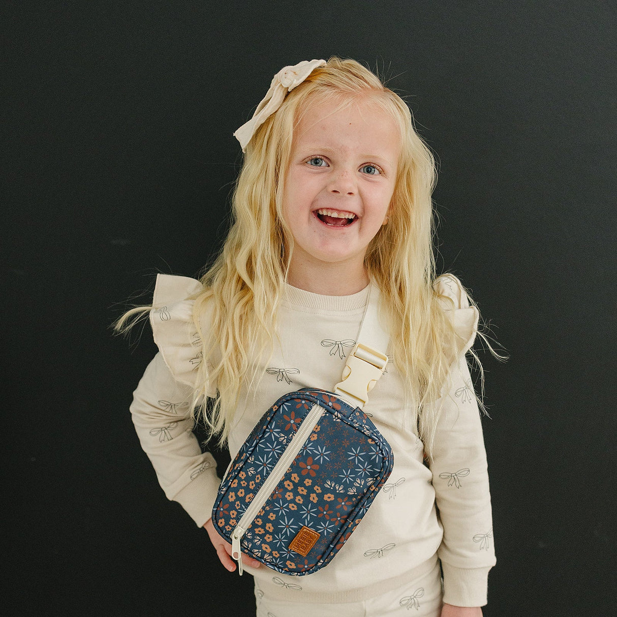 Navy Floral Mini Fanny Pack - HoneyBug 