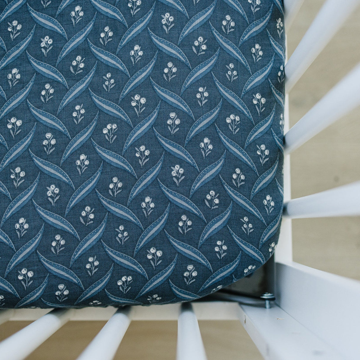 Navy Berry Muslin Crib Sheet - HoneyBug 
