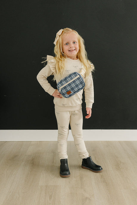 Navy Plaid Mini Fanny Pack - HoneyBug 