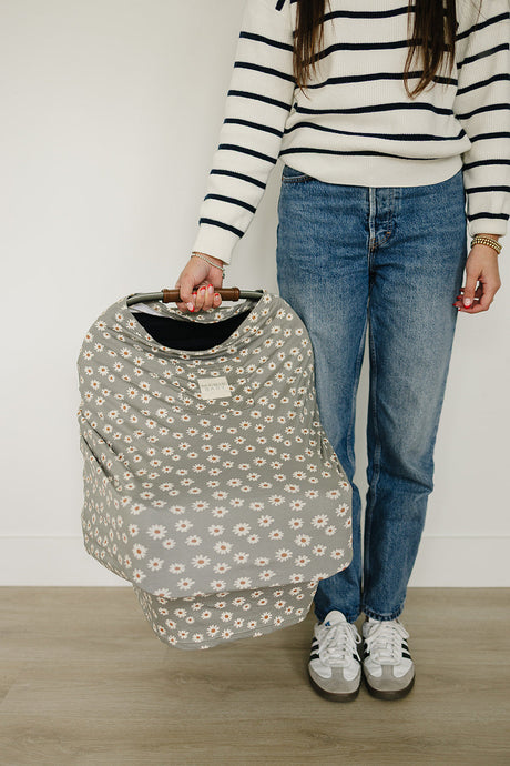 Light Green Daisy Bamboo Multi-Use Cover - HoneyBug 