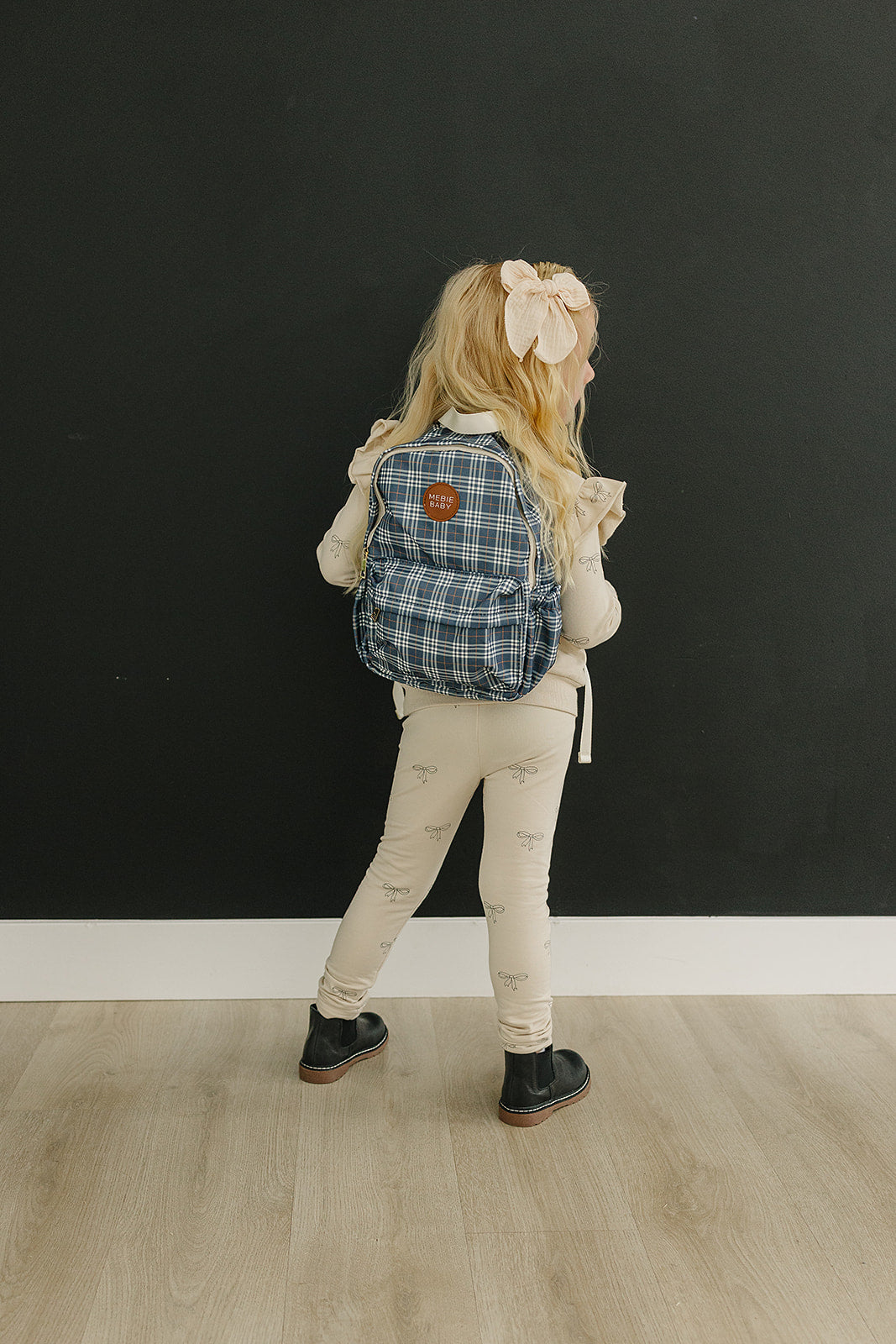Navy Plaid Mini Backpack - HoneyBug 