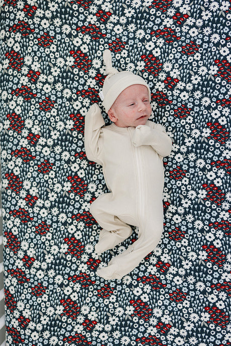 Americana Floral Bamboo Stretch Crib Sheet - HoneyBug 