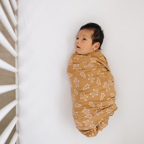 Gingerbread Bamboo Stretch Swaddle - HoneyBug 