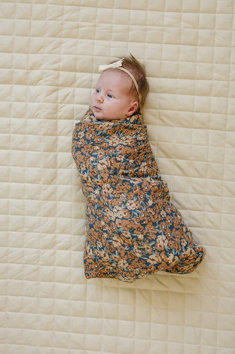 Venetian Floral Muslin Swaddle Blanket - HoneyBug 