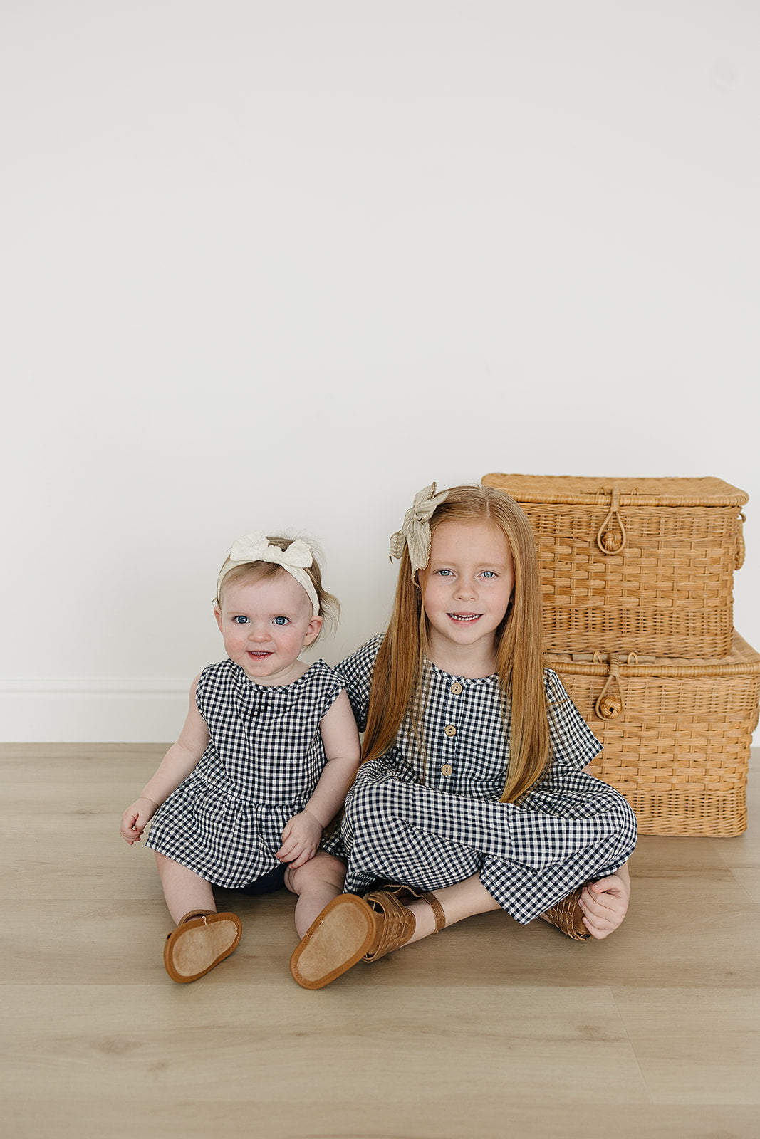 Navy Gingham Peplum Set - HoneyBug 