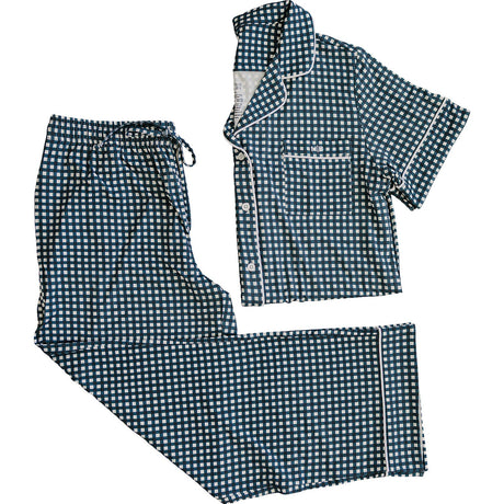 Women's Navy Gingham Pajama Set - HoneyBug 
