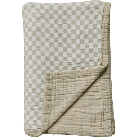 Taupe Checkered Twin Muslin Quilt - HoneyBug 