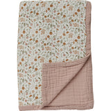 Meadow Floral + Dusty Rose Twin Muslin Quilt - HoneyBug 