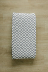 Dusty Blue Wavy Checkered Muslin Changing Pad Cover - HoneyBug 
