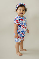 Bamboo Shorts Set | Red-White & Bows