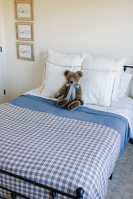 Vintage Plaid + Navy Plaid Twin Muslin Quilt - HoneyBug 