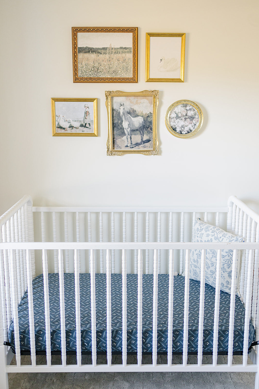 Navy Berry Muslin Crib Sheet - HoneyBug 