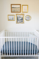 Navy Berry Muslin Crib Sheet - HoneyBug 