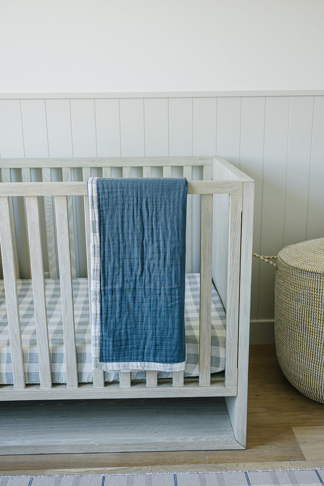 Coastal Plaid + Navy Muslin Quilt - HoneyBug 