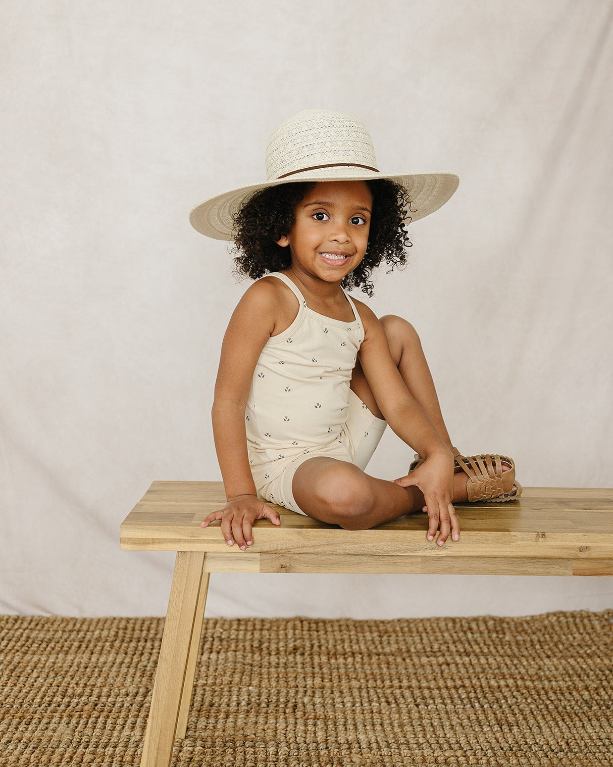 Cream Tulips Tank + Biker Short Set - HoneyBug 