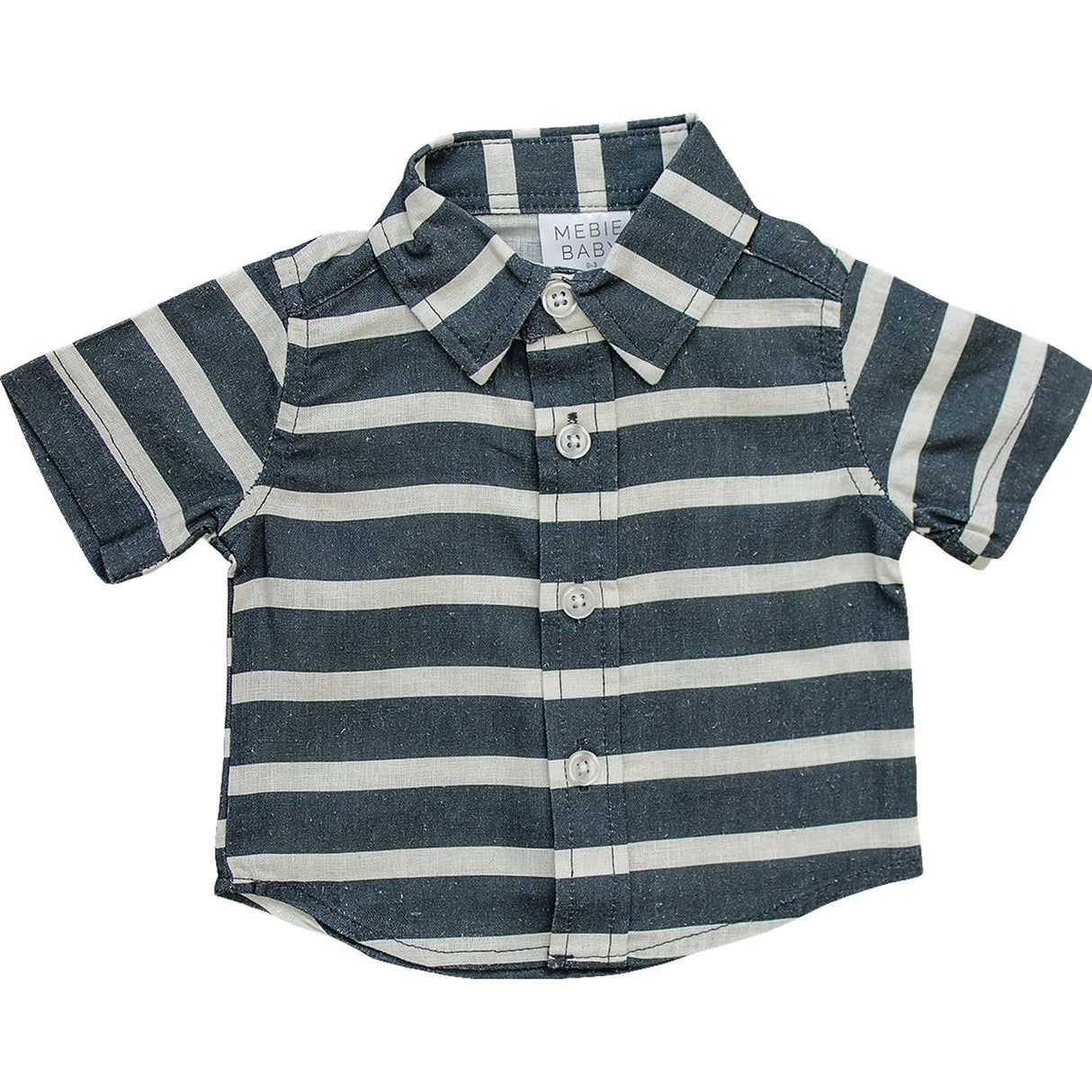 Stripe Linen Button Up Shirt - HoneyBug 