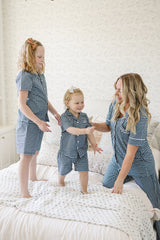 Women's Navy Gingham Pajama Set - HoneyBug 