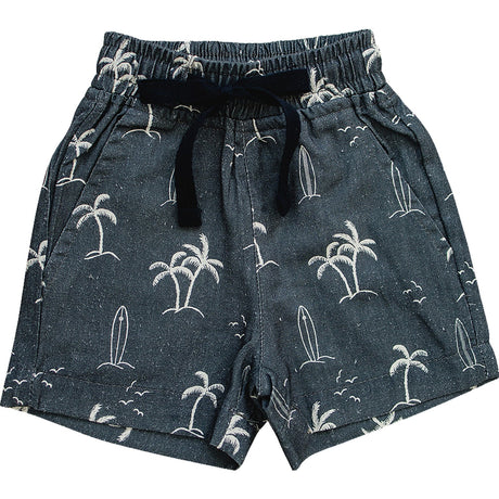 Navy Surfer Linen Cotton Shorts - HoneyBug 
