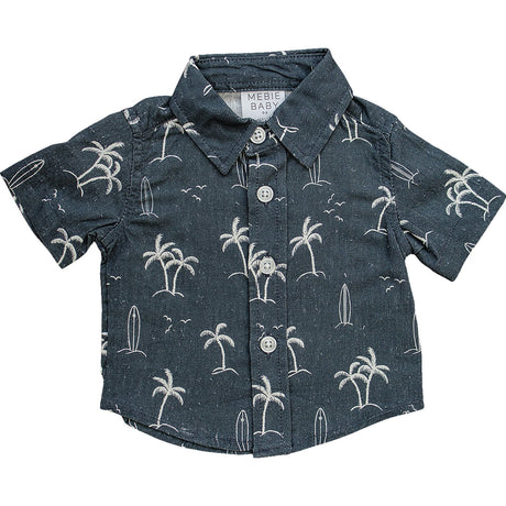 Navy Surfer Linen Button Up Shirt - HoneyBug 